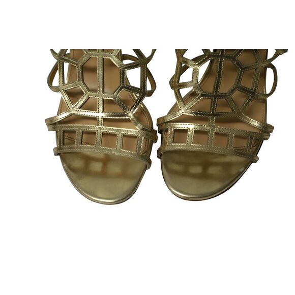 Sergio Rossi Puzzle Caged Sandals in Gold Leather